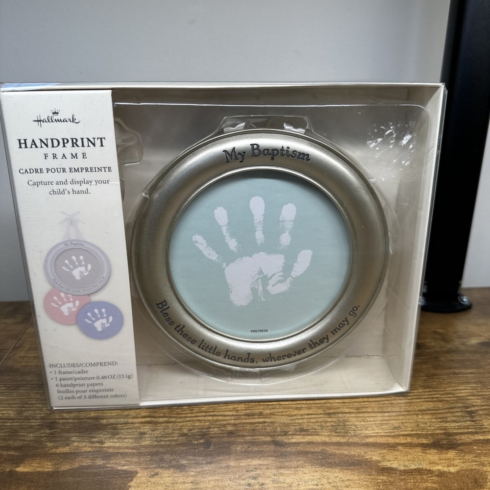 Hallmark‎ My Baptism Handprint Frame Hanging Frame Paint Papers 5.5" Round